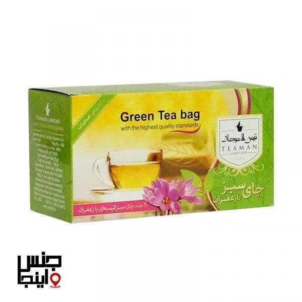 چای سبز کیسه ای تیمن زعفران